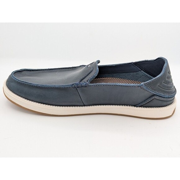 OluKai Kakaha Nia Men Navy Leather Slip On Loafer Boat Shoes NEW  Sz 12 main image 5